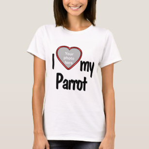 Camiseta Adoro o meu papagaio - Coração Vermelho Foto do te