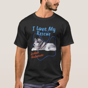 Camiseta Adoro O Meu Resgate, o Alaskan Malamute, Legal Cão