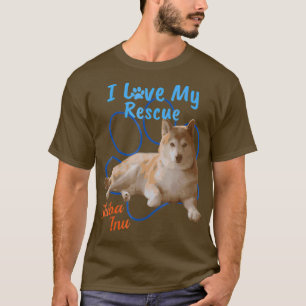 Camiseta Adoro O Meu Resgate Shiba Inu Legal Cão Adotado