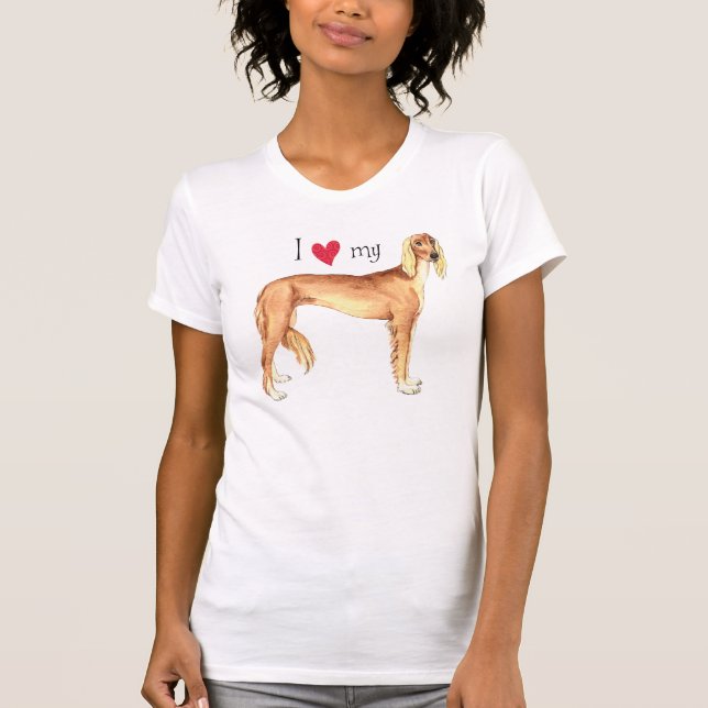 Camiseta Adoro o meu Saluki (Frente)