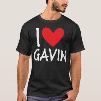 Camiseta Adoro o nome de Gavin Homens Personalizados Cara A