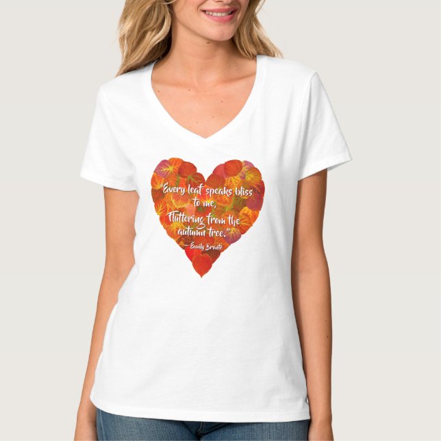 Camiseta Adoro o outono - Vermelho Aspen Leaf Heart 1, Bron (Frente)