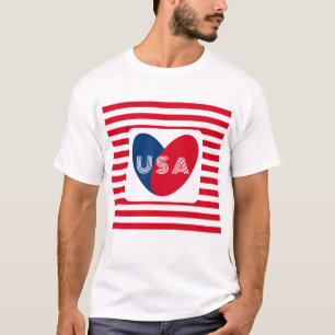 Camiseta Adoro o Patriótico Vermelho Branco Vermelho dos EU