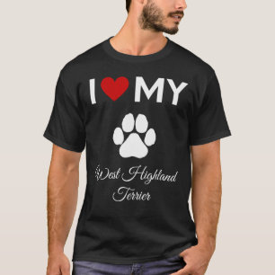 Camiseta Adoro o texto personalizado do meu cão Terrier Wes