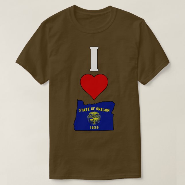 Camiseta Adoro Oregon Vertical I Heart Estado Flag M (Frente do Design)