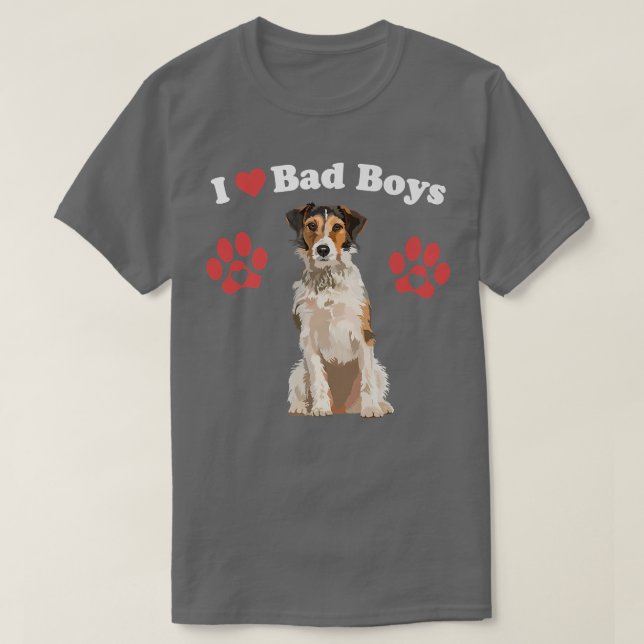 Camiseta Adoro os meninos maus, o homem engraçado do cão pu (Frente do Design)