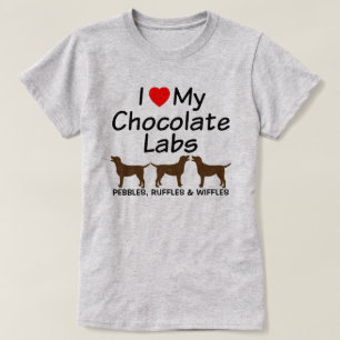 Camiseta Adoro Os Meus Três Cachorros De Chocolate