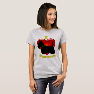 Camiseta Adoro os Terriers Escoceses, grande coração vermel