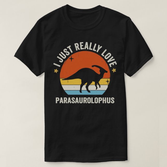 Camiseta Adoro Parasaurolophus 80 Retro Vinta (Frente do Design)