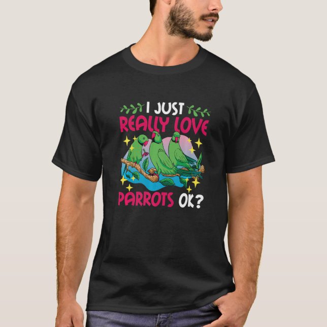 Camiseta Adoro Parrots, ok com um Pássaro (Frente)