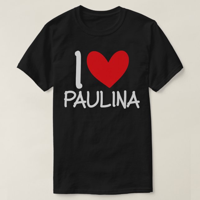 Camiseta Adoro Paulina Heart Name Personalised Girl Woman (Frente do Design)