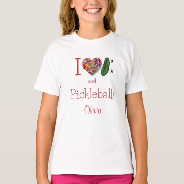 Camiseta Adoro picles e picleball personalizados (Frente)