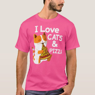 Camiseta Adoro Pizza E Gatos Engraçados