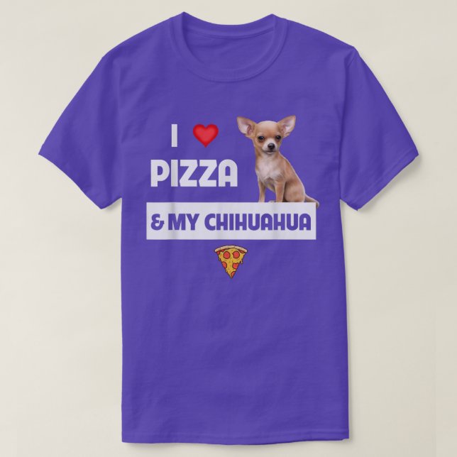 Camiseta Adoro Pizza e Pepperoni, dono do cachorro Chihuahu (Frente do Design)