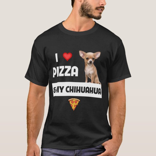 Camiseta Adoro Pizza e Pepperoni, dono do cachorro Chihuahu (Frente)