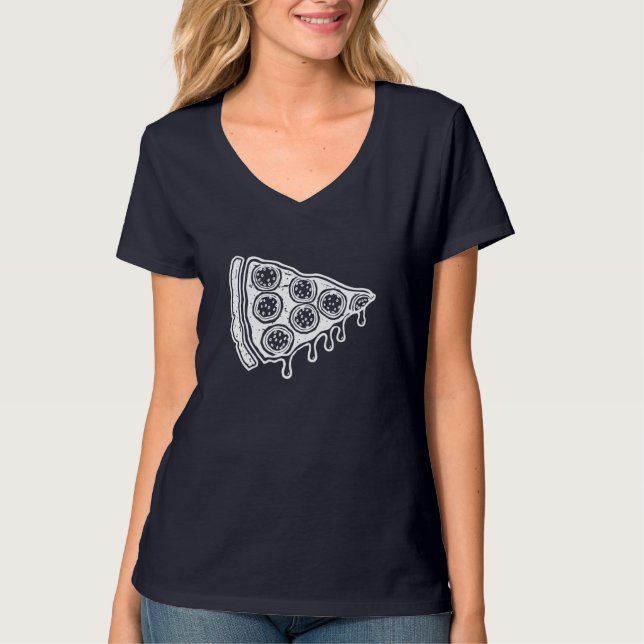 Camiseta Adoro Pizza para Homens Mulheres Crianças Divertid (Frente)