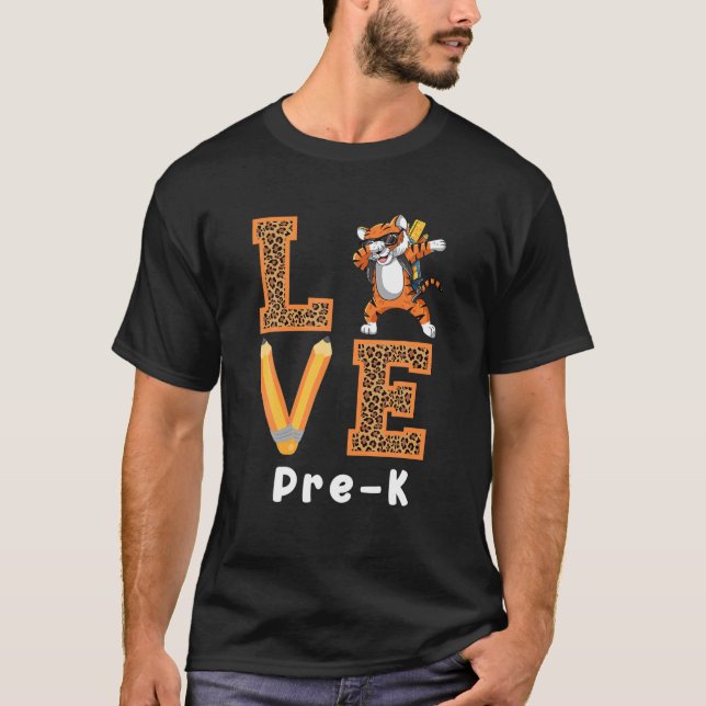 Camiseta Adoro Professor Pré-K De Tigre De Volta À Escola (Frente)