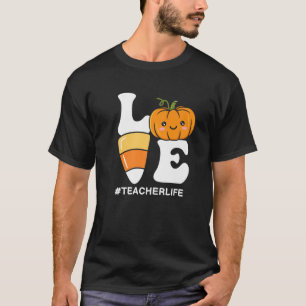 Camiseta Adoro Pumpkin Candy Corn Professor Vida Groovy Eng