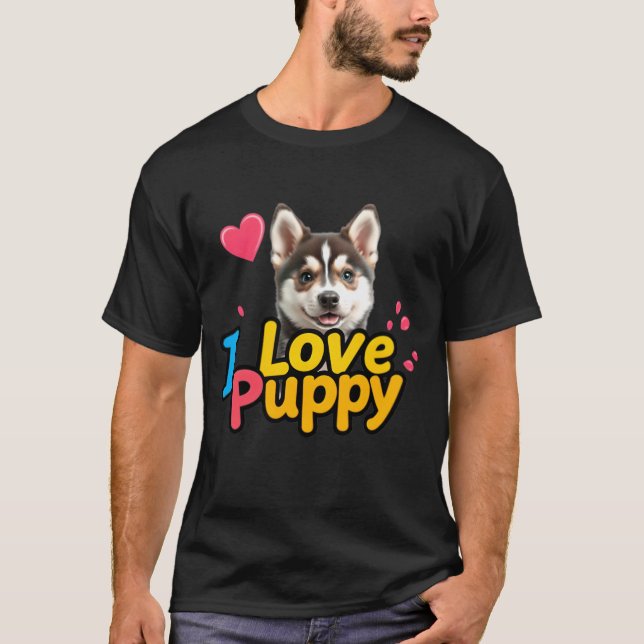 Camiseta Adoro Puppy - Adorável design de Cachorro (Frente)
