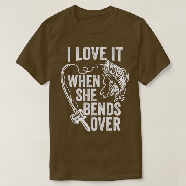 Camiseta adoro quando ela se curva sobre a pesca5 (Frente do Design)