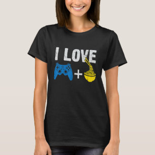 Camiseta Adoro Ramen e Jogos Engraçados Retro Noodles Gamer