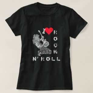 Camiseta Adoro Rock and Roll T-Shirt Rock Guitar Player
