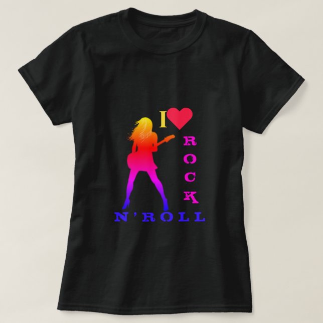 Camiseta Adoro Rock N' Roll - Rock N' Roll Girl (Frente do Design)