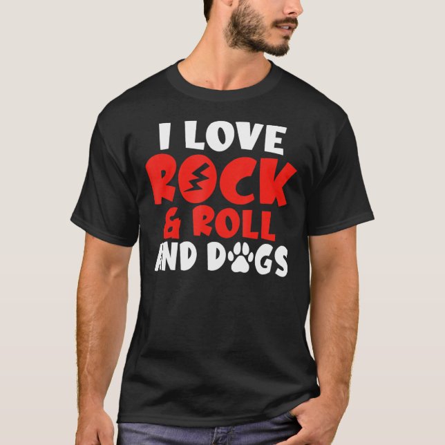 Camiseta Adoro Rock, Roll e Dogs Rocker (Frente)