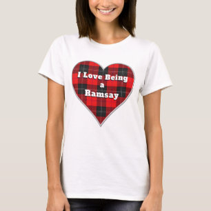 Camiseta Adoro ser um Coração de Tartan Negro Negro Verme