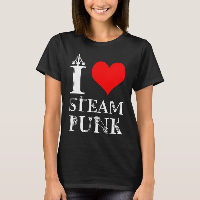 Camiseta Adoro Steampunk engraçado elegante (Frente)