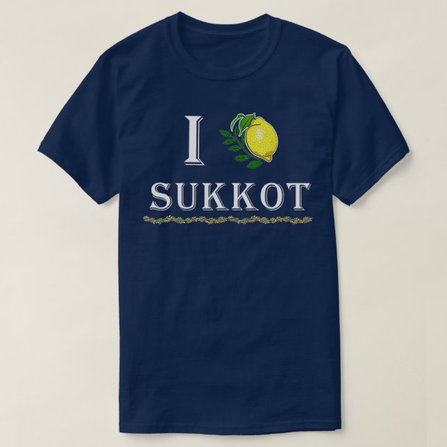 Camiseta Adoro Sukkot Engraçado - Com As Quatro Espécies e  (Frente do Design)
