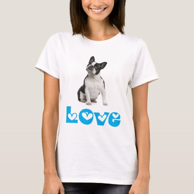 Camiseta Adoro T-Shirt De Cachorro De Cachorro Francês (Frente)