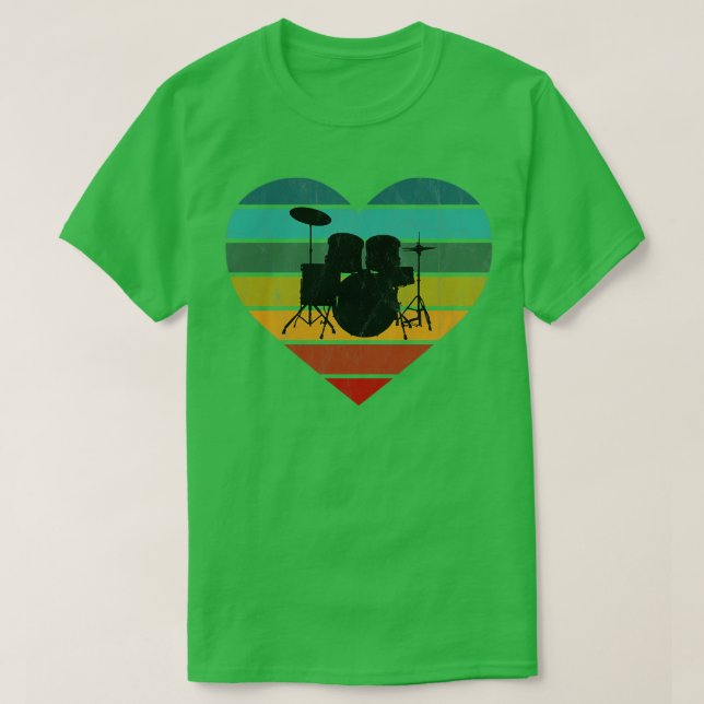 Camiseta Adoro Tambores Retro Coração (Frente do Design)