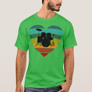 Camiseta Adoro Tambores Retro Coração