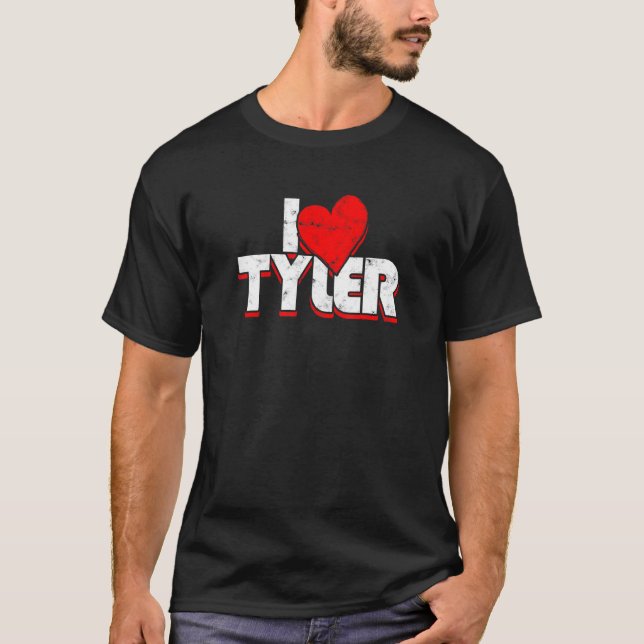 Camiseta Adoro Tyler Heart Men Mulheres Encantando Feliz Ca (Frente)