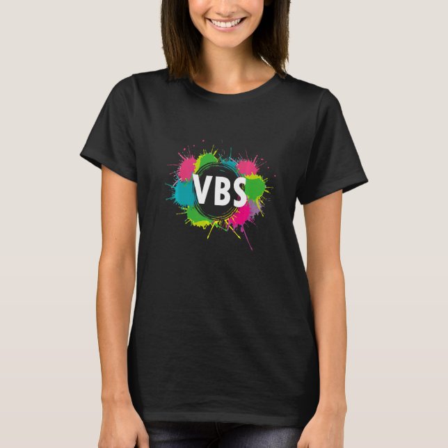 Camiseta Adoro Vbs Crew Vacing Bíblia Paint Splatt (Frente)
