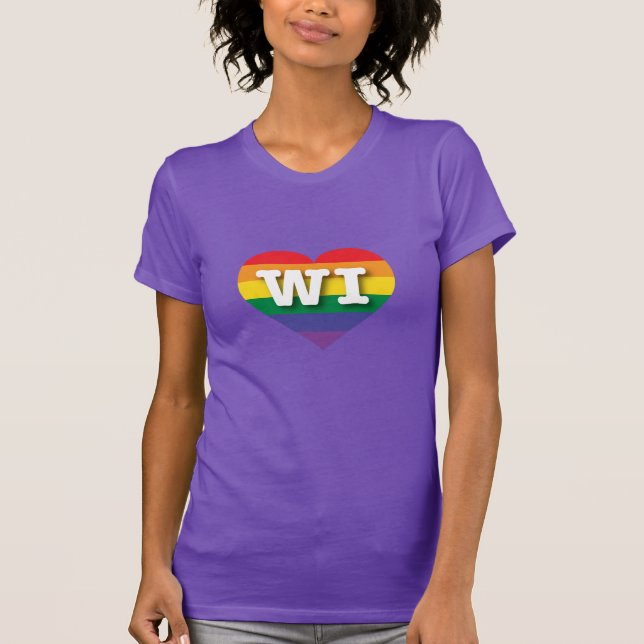 Camiseta Adoro Wisconsin Rainbow Heart (Frente)