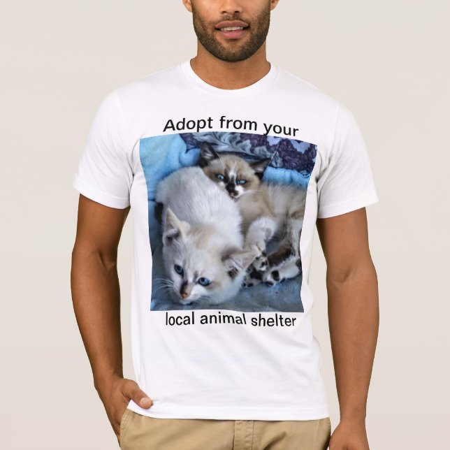 Camiseta Adotar a partir do seu abrigo local para animais (Frente)