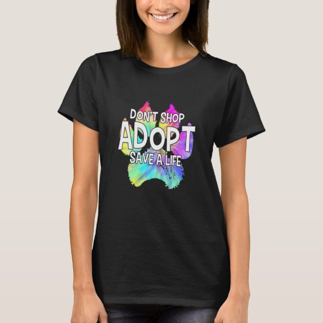 Camiseta Adotar Dom Comprar Cães de Salvamento Cat Engraçad (Frente)