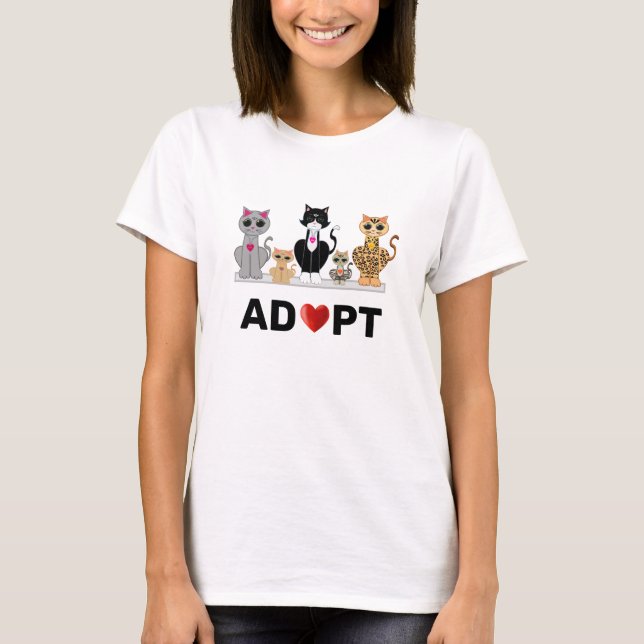 Camiseta Adotar Equipe de Gato Selvagem & Coração (Frente)