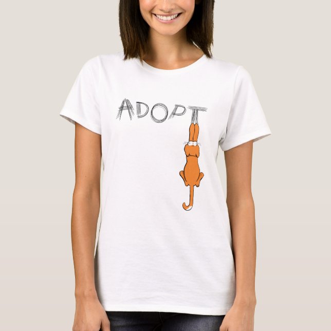 Camiseta Adotar Gatos - Marcas Escuras Rusty (Frente)