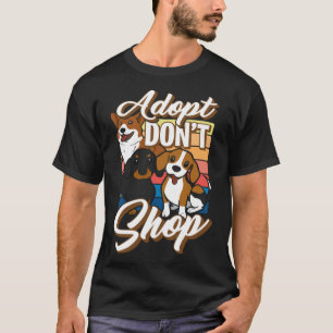 Camiseta Adotar Não Comprar Cão Ativista de Salvamento Anim