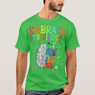 Camiseta Adotar Neurodiversidade Cérebro Colorido Autismo A