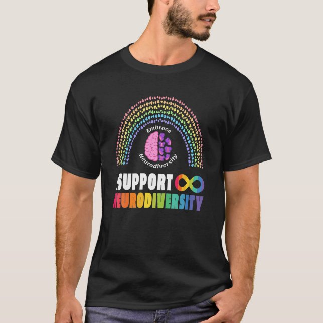 Camiseta Adotar Neurodiversity Autism Spectrum ADHD ASD Ra (Frente)
