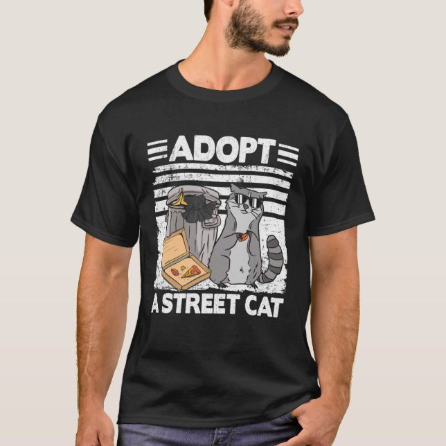 Camiseta Adotar Rua Gato Lixo Panda Pizza Racco (Frente)