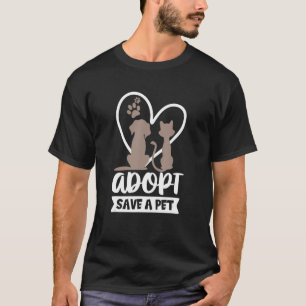 Camiseta Adotar Salvar um Gato de Pet e Salvamento de Adoçã