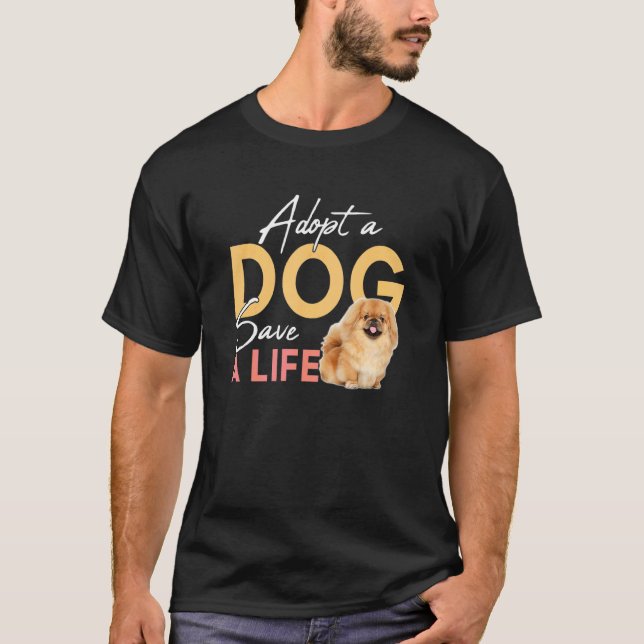 Camiseta Adotar Um Cachorro Salvar Um Pequim (Frente)
