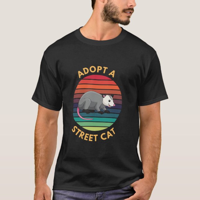 Camiseta Adotar um gato de rua | gambá (Frente)