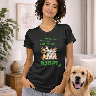 Camiseta Adote Cães de Resgate no Dia de São Patrício Fofo