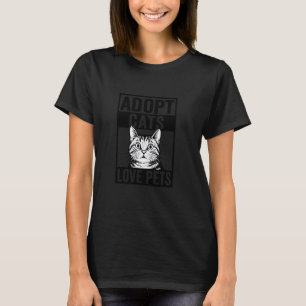 Camiseta Adote Gatos Amam Animais de Estimação Resgate de A